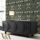 Wallpaper Butterfly Garden Wallpaper // Green Metallic