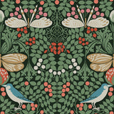 Wallpaper Butterfly Garden Wallpaper // Green Metallic