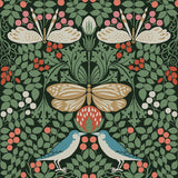 Wallpaper Butterfly Garden Wallpaper // Green Metallic