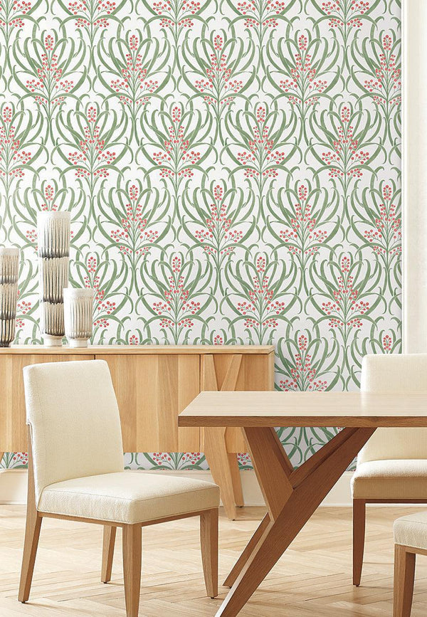 Wallpaper Calluna Wallpaper // White & Berry Metallic