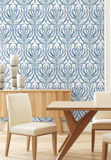 Wallpaper Calluna Wallpaper // White & Blue Metallic