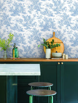 Wallpaper Champagne Toile Wallpaper // Blue & White