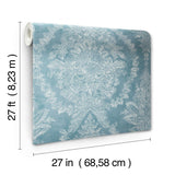 Wallpaper Charleston Damask Wallpaper // Blue