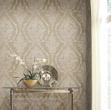 Wallpaper Charleston Damask Wallpaper // Bronze