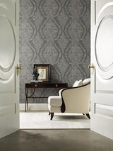 Wallpaper Charleston Damask Wallpaper // Grey