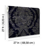 Wallpaper Charleston Damask Wallpaper // Navy
