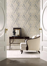 Wallpaper Charleston Damask Wallpaper // Silver
