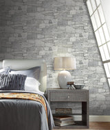 Wallpaper Chateau Stone Peel & Stick Wallpaper // Grey