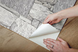 Wallpaper Chateau Stone Peel & Stick Wallpaper // Grey
