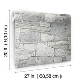 Wallpaper Chateau Stone Peel & Stick Wallpaper // Grey