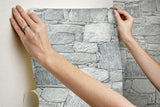 Wallpaper Chateau Stone Peel & Stick Wallpaper // Grey
