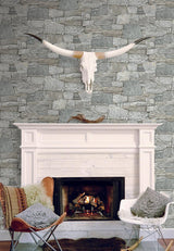 Wallpaper Chateau Stone Peel & Stick Wallpaper // Grey & Beige