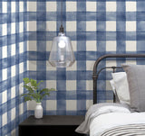 Wallpaper Checkmate Watercolor Plaid Peel & Stick Wallpaper // Blue