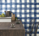 Wallpaper Checkmate Watercolor Plaid Peel & Stick Wallpaper // Blue