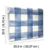 Wallpaper Checkmate Watercolor Plaid Peel & Stick Wallpaper // Blue