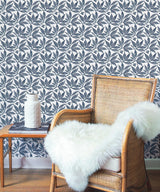Wallpaper Chokeberry Block Print Wallpaper // Navy & White