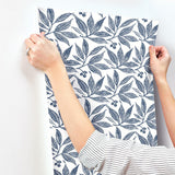 Wallpaper Chokeberry Block Print Wallpaper // Navy & White