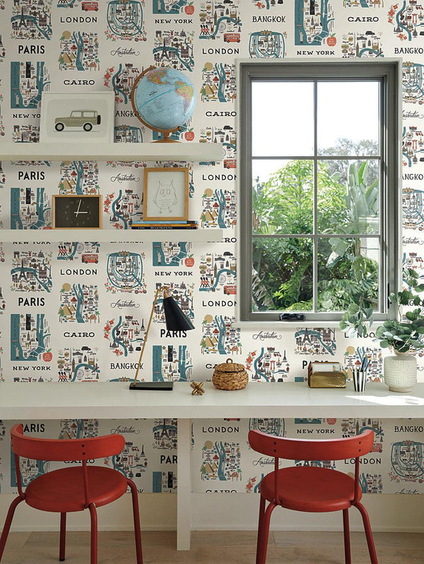 Wallpaper City Maps Wallpaper // Blue & Red