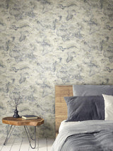 Wallpaper Coastal Map Peel & Stick Wallpaper // Blue & Beige