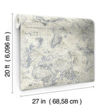 Wallpaper Coastal Map Peel & Stick Wallpaper // Blue & Beige
