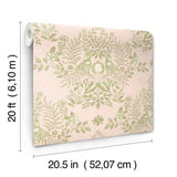 Wallpaper Cottontail Toile Premium Peel + Stick Wallpaper // Pink & Chartreuse