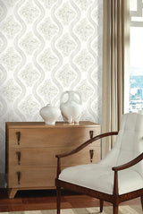 Wallpaper Coverlet Floral Wallpaper // Grey & Off White