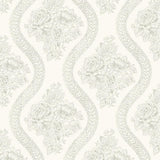 Wallpaper Coverlet Floral Wallpaper // Grey & Off White