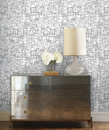 Wallpaper Cubist Cityscape Peel & Stick Wallpaper // Black