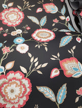 Wallpaper Dahlia Blooms Wallpaper // Black & Pink Metallic