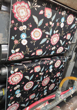 Wallpaper Dahlia Blooms Wallpaper // Black & Pink Metallic