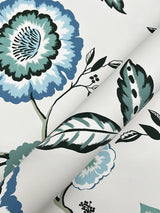 Wallpaper Dahlia Blooms Wallpaper // Blue & White