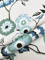 Wallpaper Dahlia Blooms Wallpaper // Blue & White