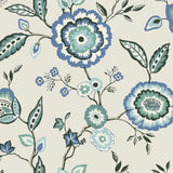 Wallpaper Dahlia Blooms Wallpaper // Blue & White