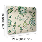 Wallpaper Dahlia Blooms Wallpaper // Green & Beige