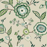 Wallpaper Dahlia Blooms Wallpaper // Green & Beige