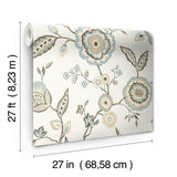 Wallpaper Dahlia Blooms Wallpaper // Off White & Blue