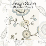 Wallpaper Dahlia Blooms Wallpaper // Off White & Blue