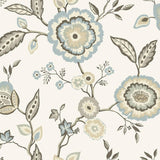 Wallpaper Dahlia Blooms Wallpaper // Off White & Blue