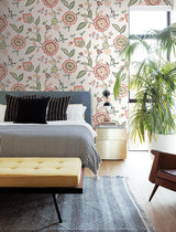 Wallpaper Dahlia Blooms Wallpaper // Off White & Pink