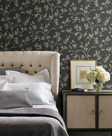Wallpaper Dahlia Trail Wallpaper // Black & Taupe