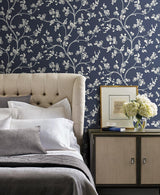 Wallpaper Dahlia Trail Wallpaper // Navy