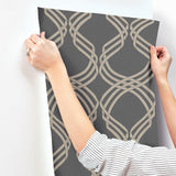 Wallpaper Dante Ribbon Wallpaper // Charcoal Metallic