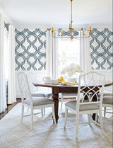 Wallpaper Dante Ribbon Wallpaper // White & Navy