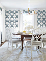 Wallpaper Dante Ribbon Wallpaper // White & Navy