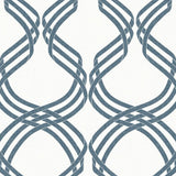 Wallpaper Dante Ribbon Wallpaper // White & Navy