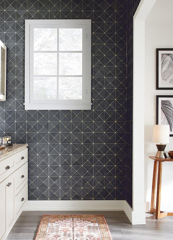 Wallpaper Dazzling Diamond Sisal Grasscloth Wallpaper // Gold