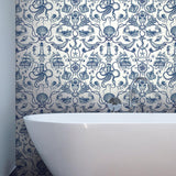 Wallpaper Deep Sea Toile Wallpaper // Blue