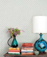 Wallpaper Diamond Gate Wallpaper // Blue & Taupe