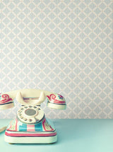 Wallpaper Diamond Gate Wallpaper // Blue & Taupe