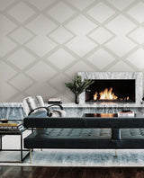 Wallpaper Diamond Twist Wallpaper // White & Cream
